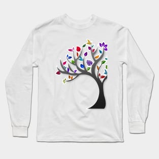 Modern and colourful tree art structure Long Sleeve T-Shirt